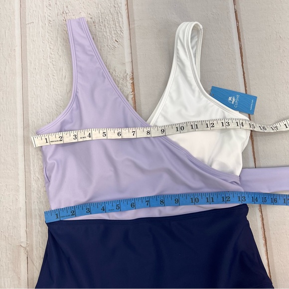 NWT Women's One Piece Swimsuit Wrap Color Block Tie Side Bathing Suit SIZE M - Picture 14 of 17